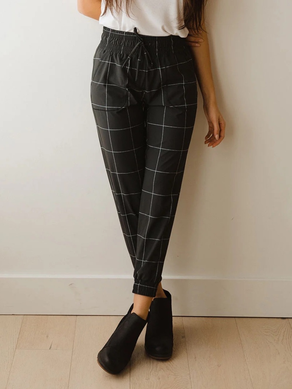 Albion Destination Joggers Black Windowpane Size XS